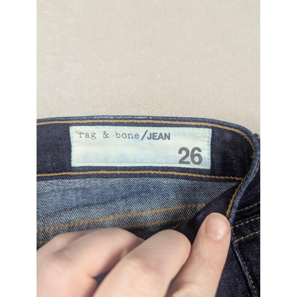 Rag & Bone Dre Jeans Womens 26 Blue Dark Wash Mid Rise Raw Hem USA Stretch - Picture 2 of 16